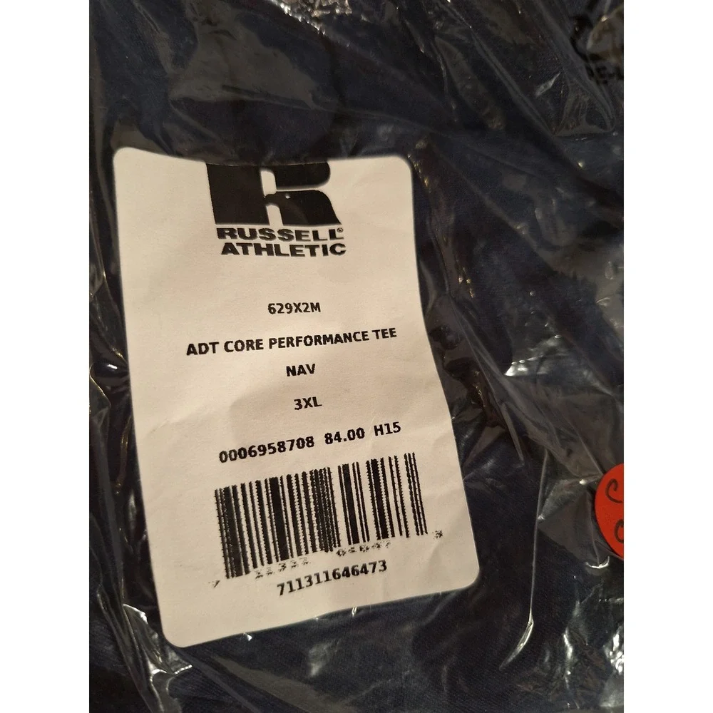 Russell Athletic Mens Adt Core Performance Tee Navy Blue 3XL 629X2M Dri-Power - Picture 5 of 5